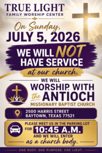 Purple Gold and Cream Flyer about Antioch Church Services
